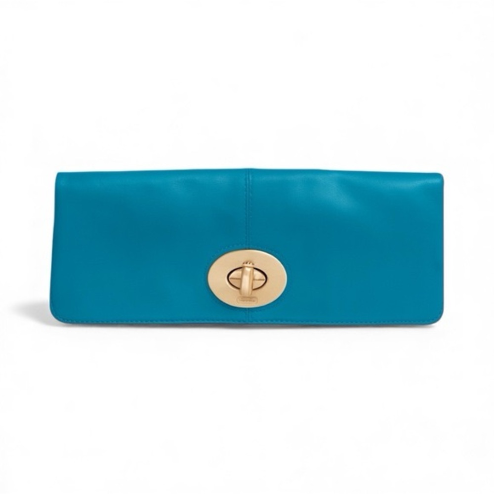 Coach Madeline Teal Blue-Green Turnlock Clutch